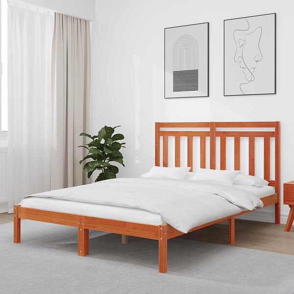 vidaXL Estructura de cama Marr&oacute;n cera 205,5 x 155,5 x 100 cm