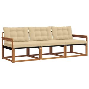 vidaXL Conjunto de sof&aacute;s de exterior 3 uds. Natural y Beige