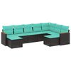 vidaXL Conjunto de sof&aacute; de jard&iacute;n de 9 piezas con cojines negro