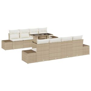 vidaXL Conjunto de sof&aacute; de jard&iacute;n con coj&iacute;n 9 pcs Beige y Crema