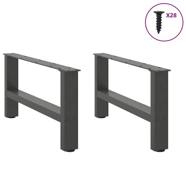 vidaXL Patas para mesa de centro antracita (2 unidades, 70 x 30-31 cm, acero)