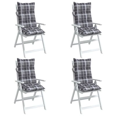 vidaXL Cojines para silla respaldo alto 4 uds tela Oxford cuadros gris
