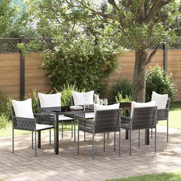 vidaXL Conjunto de Comedor de Jard&iacute;n 7 pcs Marr&oacute;n y Negro