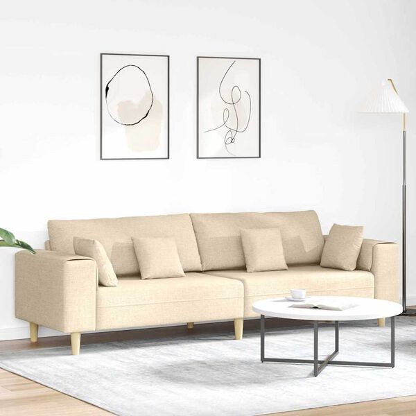 vidaXL Sof&aacute; con coj&iacute;n Crema 250 x 77 x 76 cm tela