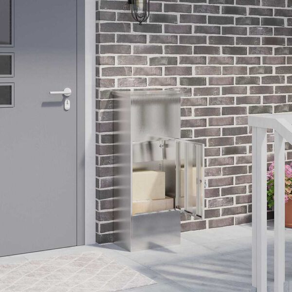 vidaXL Caja de entrega de paquetes Plateado 44,5 x 29 x 110,5 cm