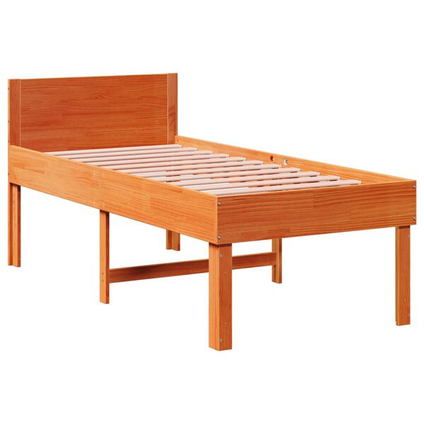 vidaXL Estructura de cama sin colchón madera maciza marrón 75x190 cm
