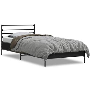 vidaXL Estructura de cama madera ingenier&iacute;a y metal negro 100x200 cm