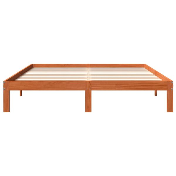 vidaXL Cama sin colch&oacute;n madera maciza de pino marr&oacute;n cera 180x200 cm