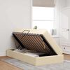 vidaXL Cama con almacenamiento y colch&oacute;n Crema 90 x 190 cm Poli&eacute;ster