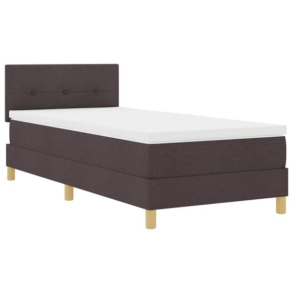 vidaXL Cama Box Spring LED con colch&oacute;n Marr&oacute;n Oscuro 90 x 190 cm tela