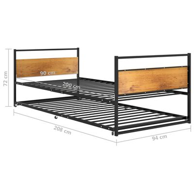 vidaXL Estructura de cama extraíble metal negro 90x200 cm