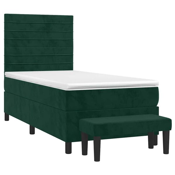 vidaXL Cama box spring con colch&oacute;n terciopelo verde oscuro 100x200 cm