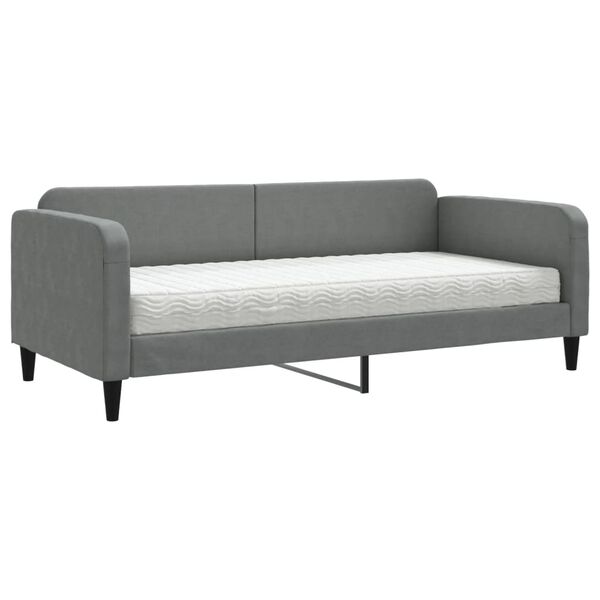vidaXL Sof&aacute; cama con colch&oacute;n tela gris oscuro 90x200 cm