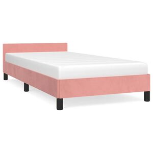 vidaXL Cama con cabecero sin colch&oacute;n terciopelo rosa 100x200 cm