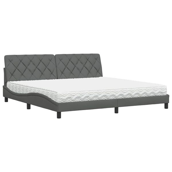 vidaXL Cama con colch&oacute;n tela gris oscuro 200x200 cm