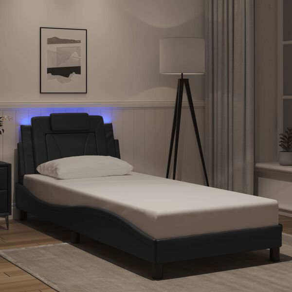 vidaXL Estructura de cama Viana con LED sin colch&oacute;n negro 90x200 cm
