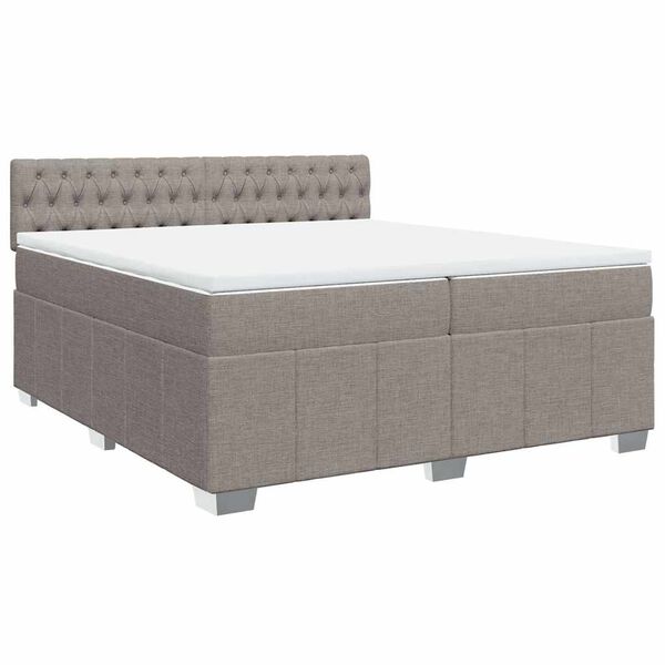 vidaXL Cama box spring con colch&oacute;n tela gris taupe 200x200 cm