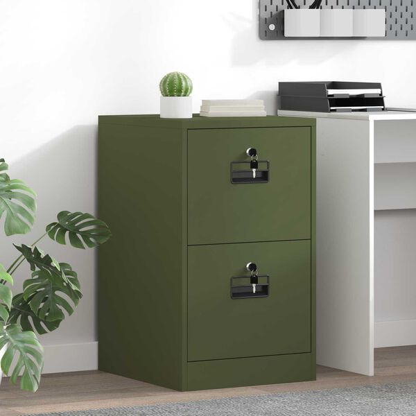 vidaXL Mueble archivador con caj&oacute;n Verde Oliva 44 x 50 x 106.5 cm