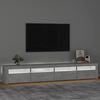 vidaXL Mueble de TV con luces LED gris hormig&oacute;n 240x35x40 cm