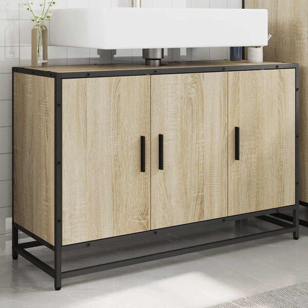 vidaXL Mueble de lavabo de ba&ntilde;o roble Sonoma 90x33x60 cm madera de ingenier&iacute;a
