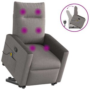 vidaXL Sill&oacute;n reclinable de masaje elevable tela gris taup&eacute;
