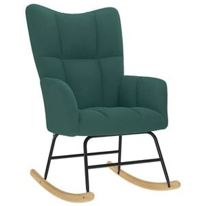 vidaXL Silla mecedora de tela verde oscura