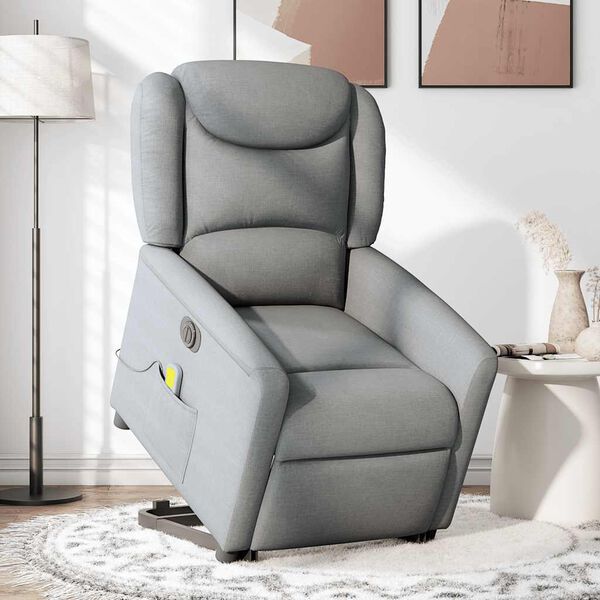 vidaXL Sill&oacute;n de masaje el&eacute;ctrico reclinable elevable tela gris claro