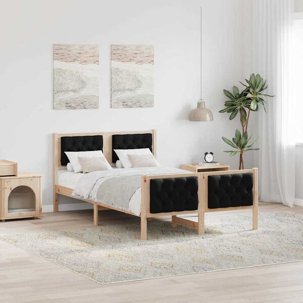 vidaXL Estructura de cama Negro 120 x 200 cm Madera de pino macizo