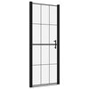 vidaXL Puerta de ducha de vidrio templado negro 91x195 cm