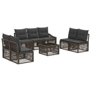 vidaXL Conjunto de sof&aacute;s de jard&iacute;n 8 uds. Gris rat&aacute;n sint&eacute;tico