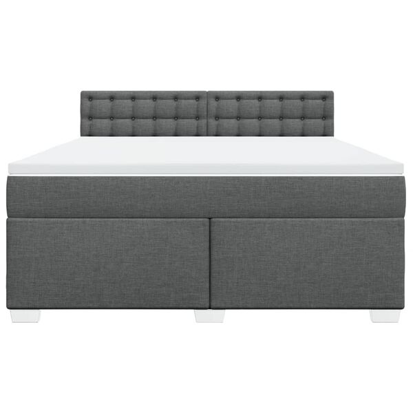 vidaXL Cama box spring con colch&oacute;n tela gris oscuro 180x200 cm