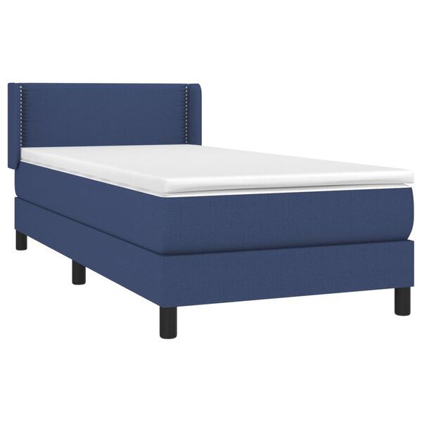 vidaXL Cama box spring con colch&oacute;n tela azul 80x200 cm