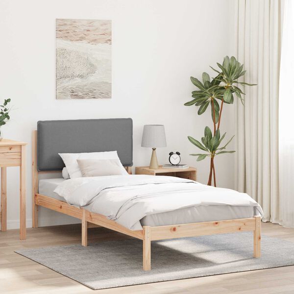 vidaXL Estructura de Cama con Cabecera Tapizada Gris Claro 80 x 200 cm