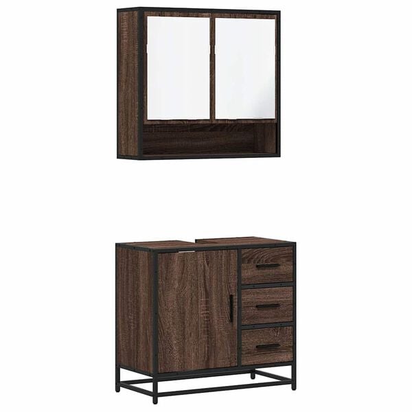 vidaXL Set de muebles baño 2 pzas madera contrachapada marrón roble