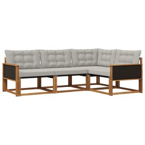 vidaXL Conjunto de sof&aacute;s de exterior 4 pcs Natural y Gris Claro