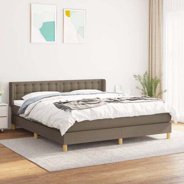 vidaXL Cama box spring con colch&oacute;n tela gris taupe 160x200 cm