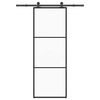 vidaXL Puerta corredera con set herrajes vidrio ESG aluminio 76x205 cm