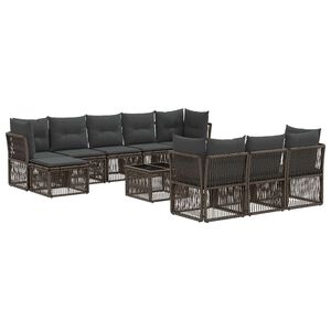 vidaXL Conjunto de sof&aacute;s de jard&iacute;n 11 uds. Gris rat&aacute;n sint&eacute;tico