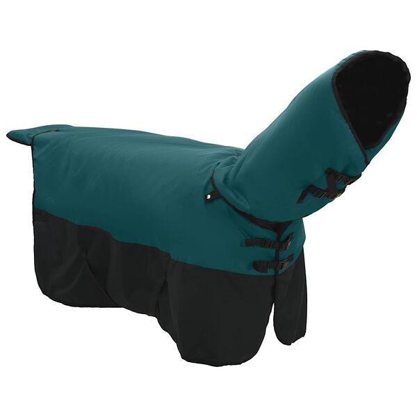vidaXL Manta para Caballo Verde Oscuro y Negro 75 cm Poli&eacute;ster