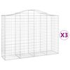vidaXL Cestas de gaviones 3 uds forma de arco hierro 200x50x140/160 cm