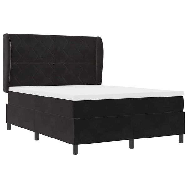 vidaXL Cama tipo Box Spring con colch&oacute;n Negro 190 x 140 cm Poli&eacute;ster