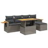 vidaXL Set de muebles de jard&iacute;n 6 pzas y cojines rat&aacute;n sint&eacute;tico gris