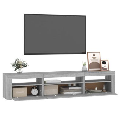 vidaXL Mueble de TV con luces LED gris sonoma 195x35x40 cm