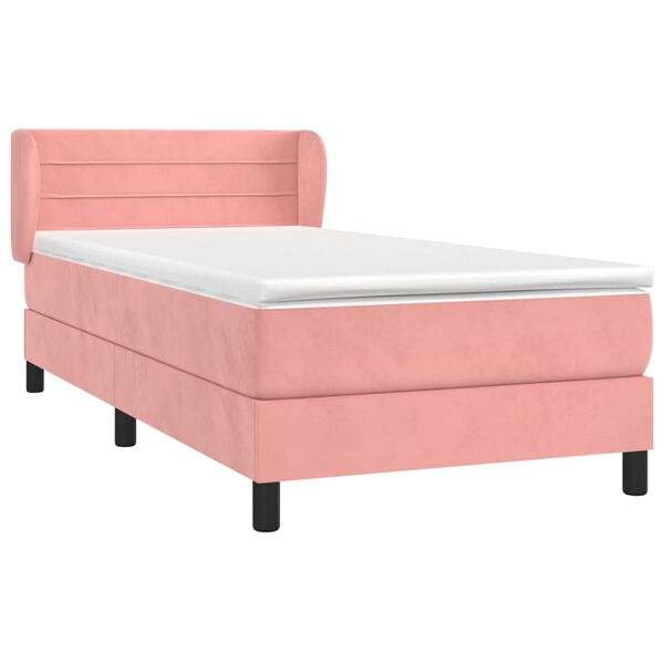 vidaXL Cama box spring con colch&oacute;n terciopelo rosa 90x190 cm