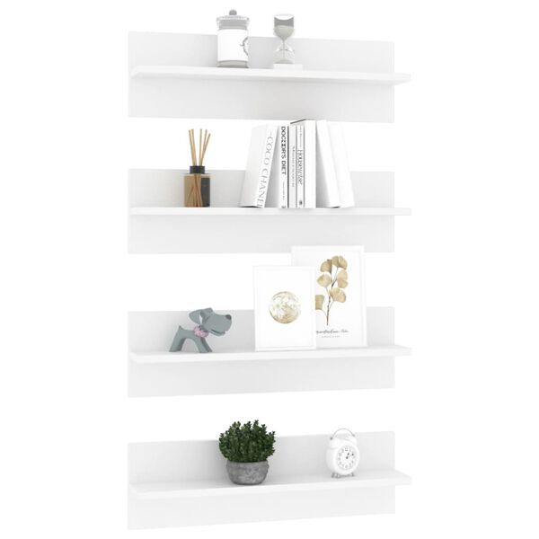 vidaXL Estante de pared 4 uds madera contrachapada blanco 60x11,5x18cm