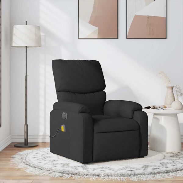 vidaXL Sillón reclinable de masaje de tela negro