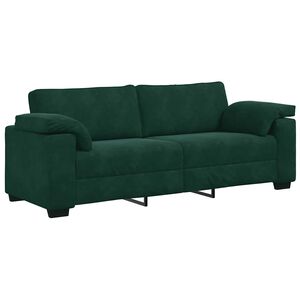 vidaXL Sof&aacute; de 3 plazas verde oscuro, 220x77x82 cm, terciopelo