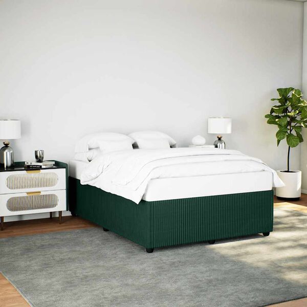 vidaXL Estructura cama sin colch&oacute;n terciopelo verde oscuro 140x200 cm