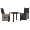vidaXL Conjunto de Comedor de Jard&iacute;n 3 uds. Gris rat&aacute;n sint&eacute;tico