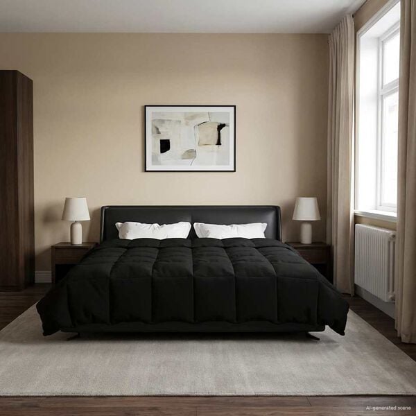 vidaXL Edred&oacute;n de Verano Acolchado Negro 200 x 220 cm Microfibra